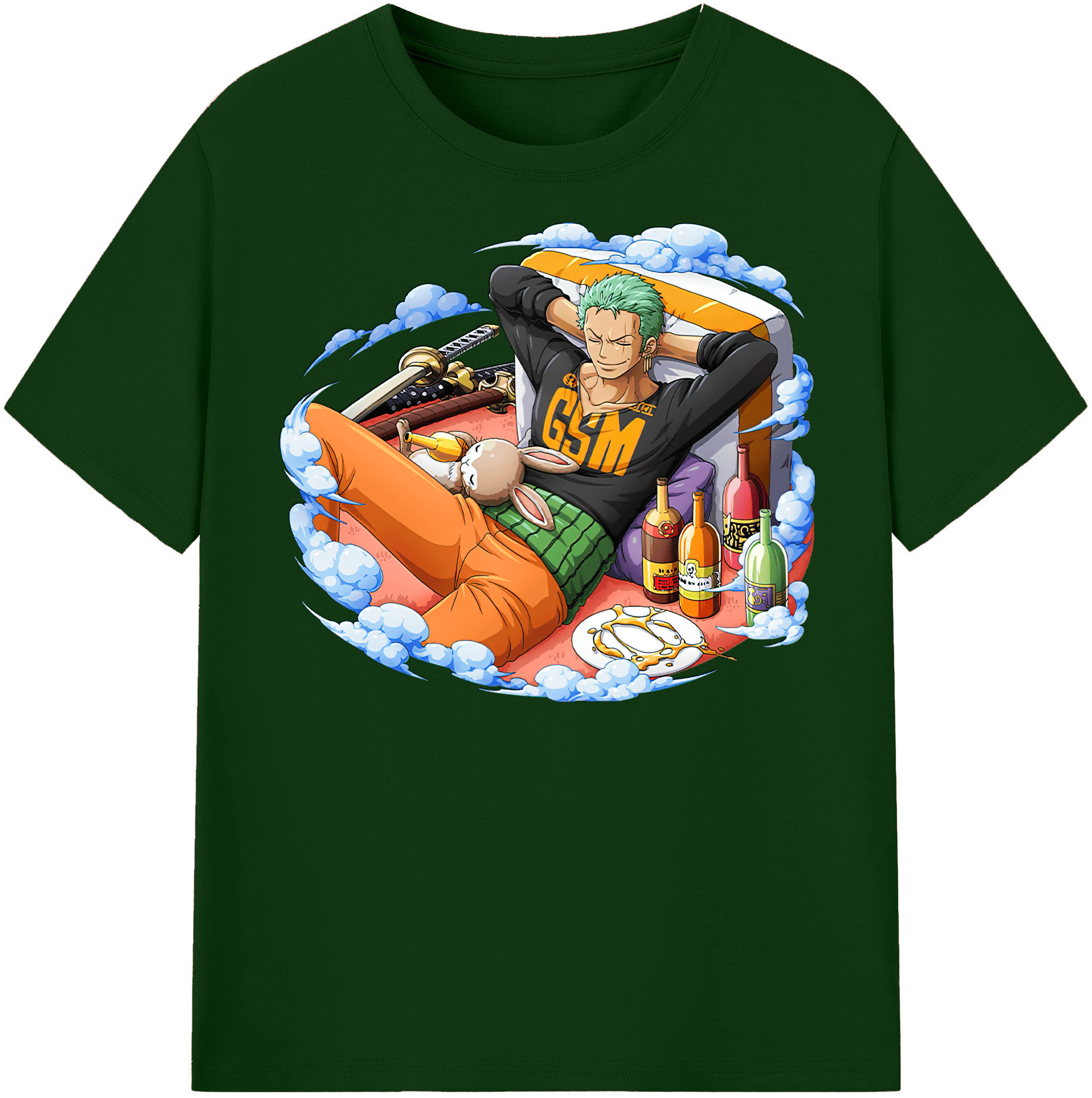 ワンピース ロロノア・ゾロ ONE PIECE Roronoa Zoro 綿100％半袖Tシャツ（フロントプリント）